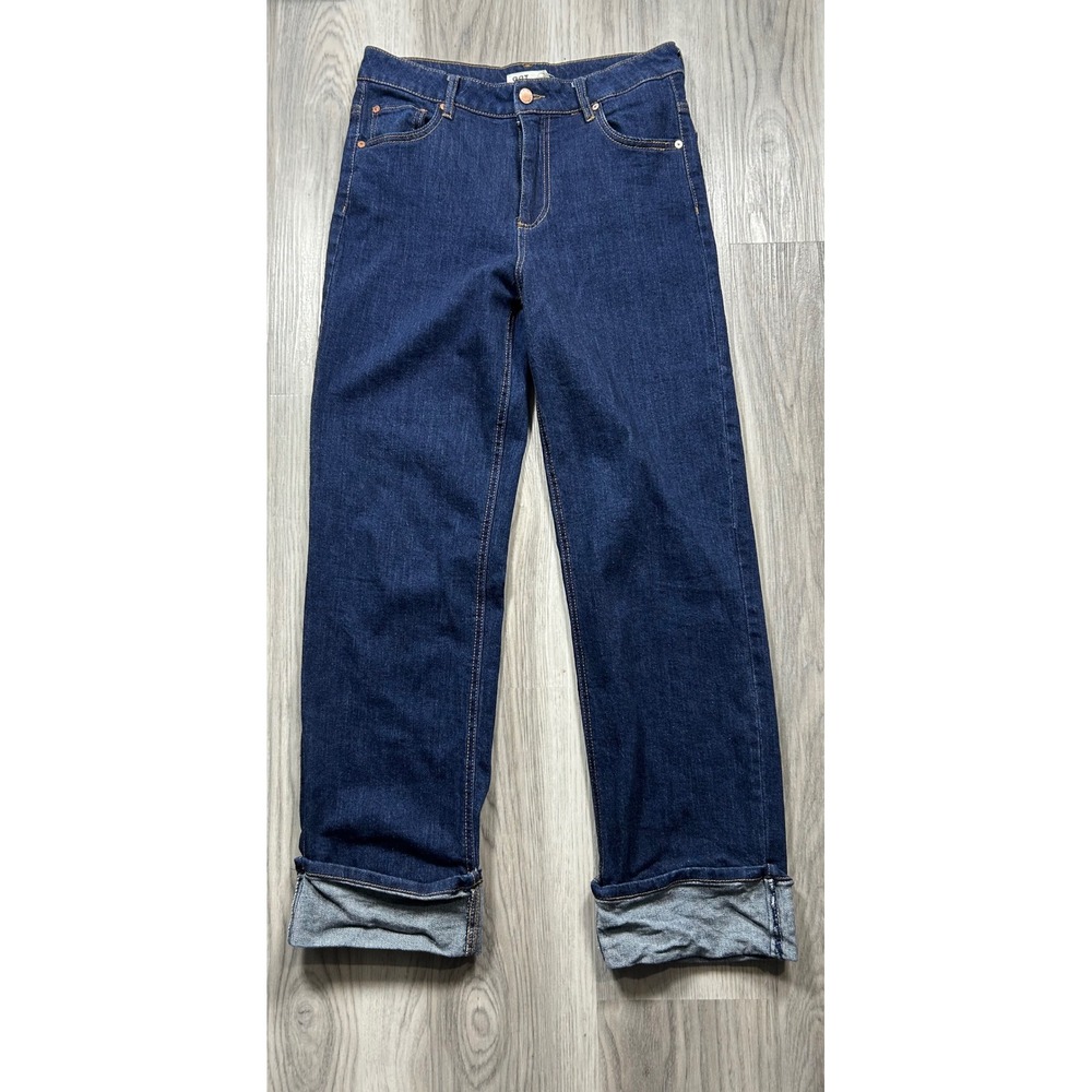 OAT New York Dark Wash Straight Leg Stretch Jeans‎ Blue  Size 6 28 cuff denim
